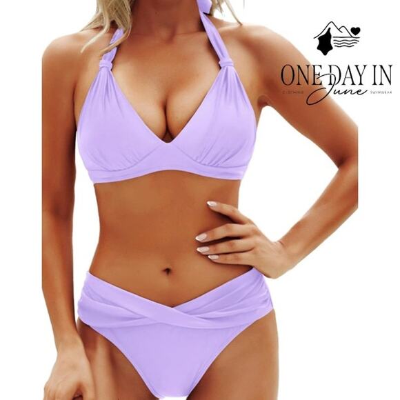 Yonique Halter High Waist Bikini Swimsuit Size L - Picture 1 of 6